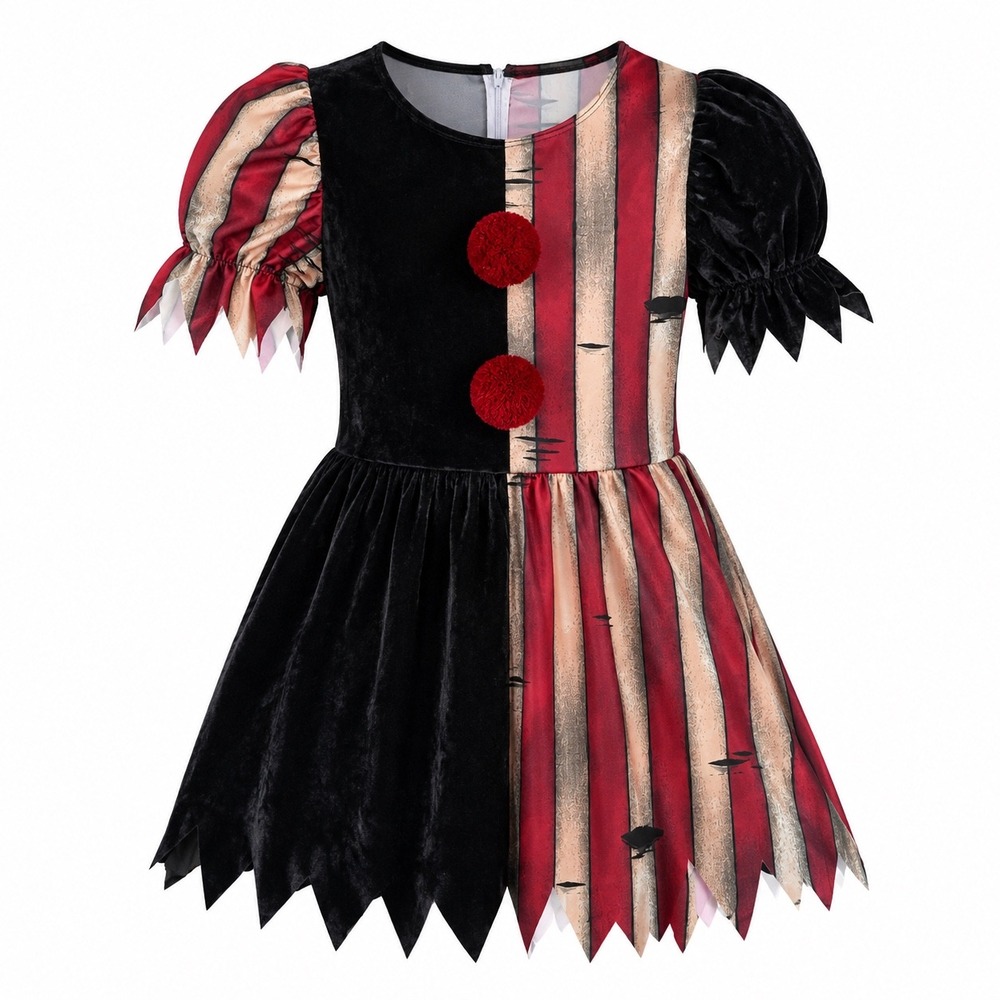Spirit Halloween Twisted Clown Girls XL Costume Dress Creepy Harlequin Circus